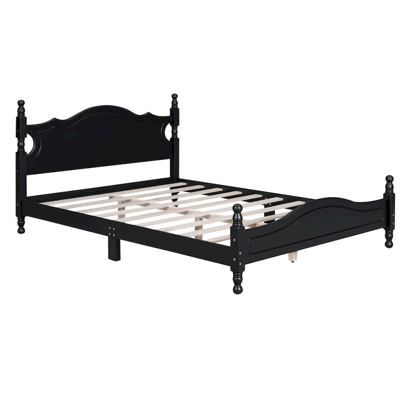 Lit plateforme style rétro, cadre de lit en bois
