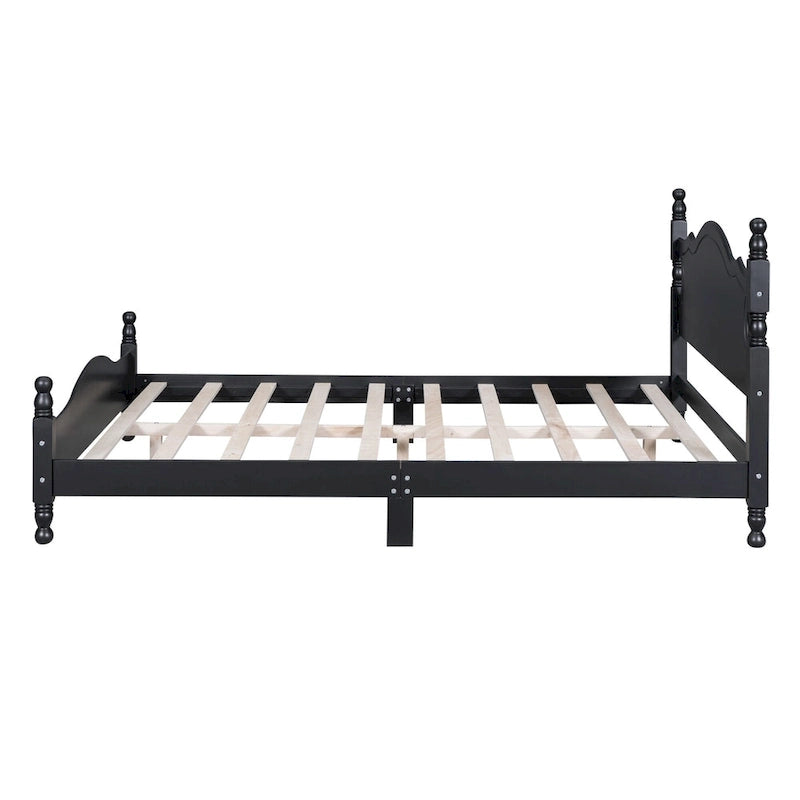 Lit plateforme style rétro, cadre de lit en bois