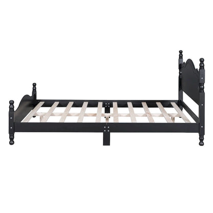 Lit plateforme style rétro, cadre de lit en bois