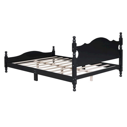 Lit plateforme style rétro, cadre de lit en bois