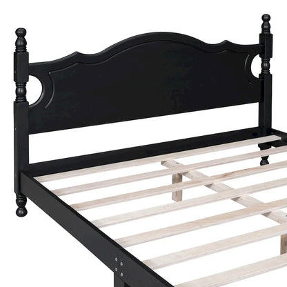 Lit plateforme style rétro, cadre de lit en bois
