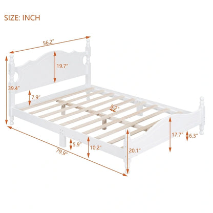 Lit plateforme style rétro, cadre de lit en bois