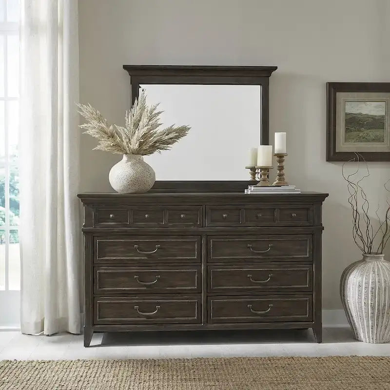 Lit, commode, miroir et table de chevet Paradise Valley Saddle Brown