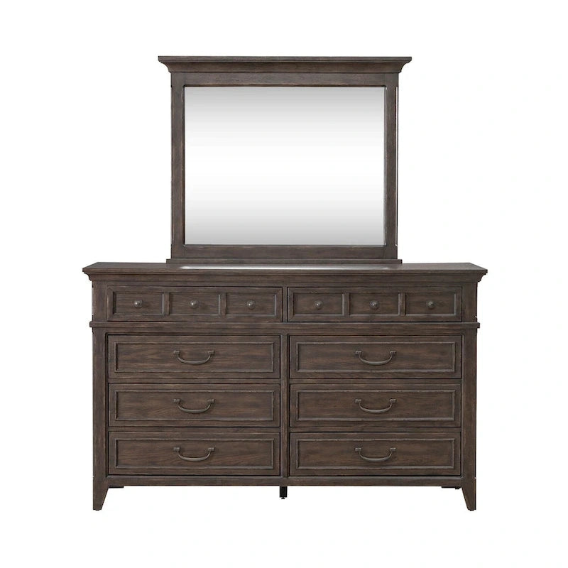 Lit, commode, miroir et table de chevet Paradise Valley Saddle Brown