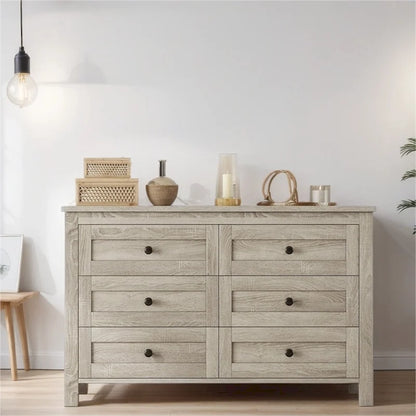 Commode en bois de style campagnard avec 6 tiroirs