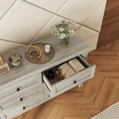 Commode en bois de style campagnard avec 6 tiroirs