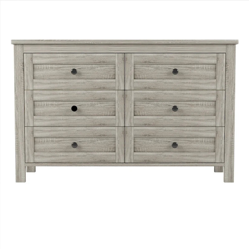Commode en bois de style campagnard avec 6 tiroirs