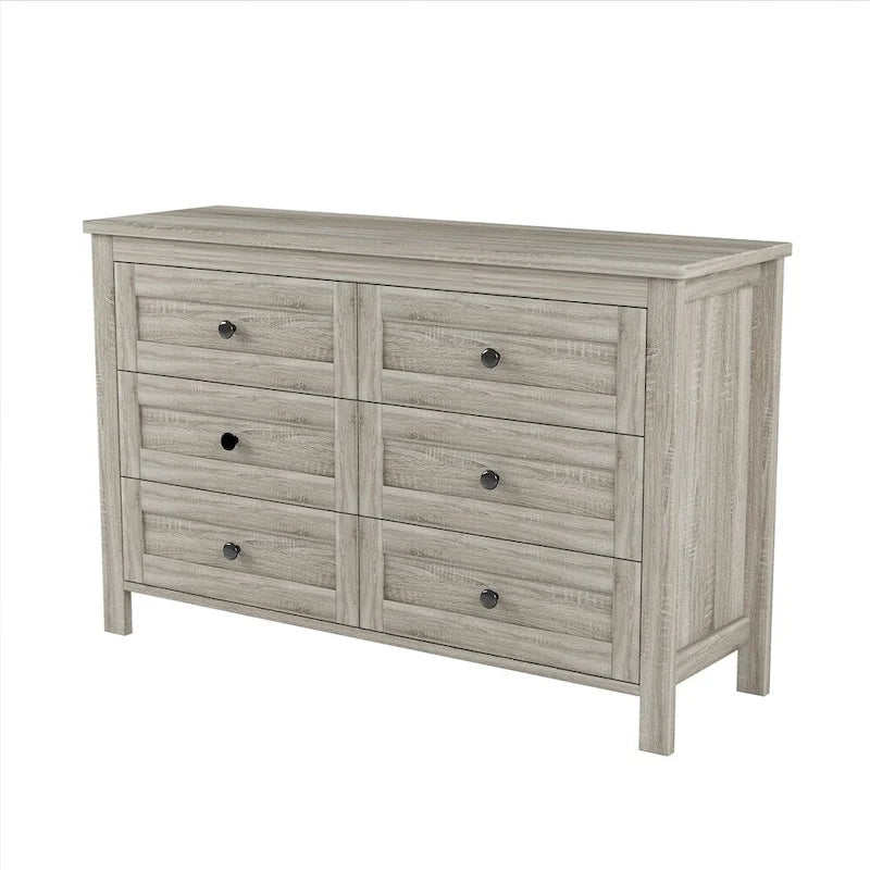 Commode en bois de style campagnard avec 6 tiroirs