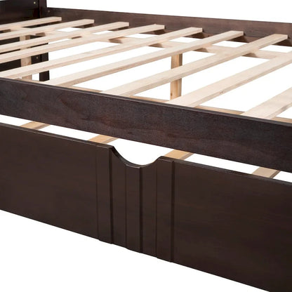 Lit de jour double en bois avec lit gigogne simple