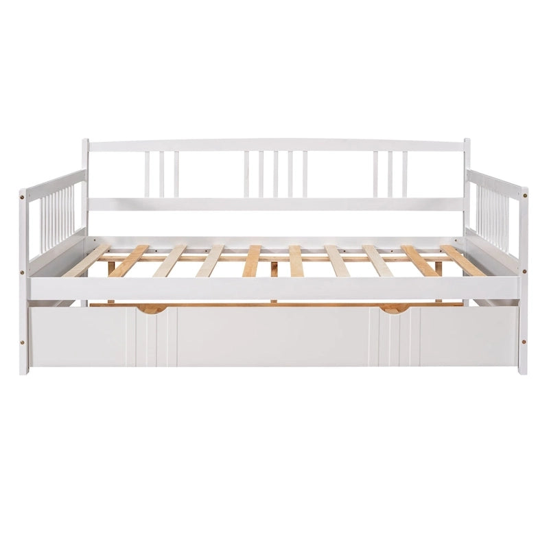 Lit de jour double en bois avec lit gigogne simple