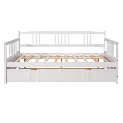 Lit de jour double en bois avec lit gigogne simple
