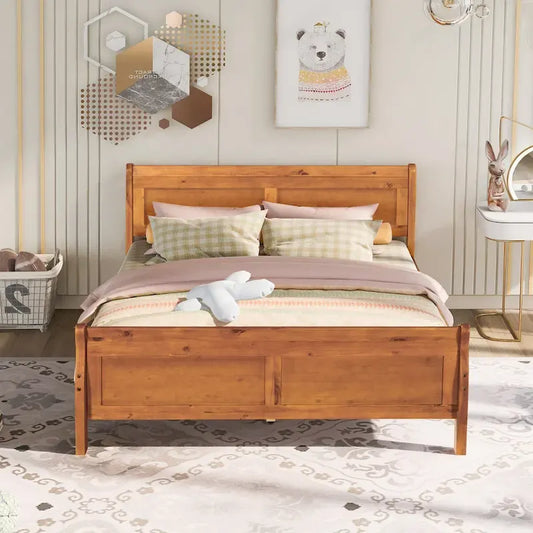 Lit plateforme en bois CUSchoice Queen Size avec tête de lit
