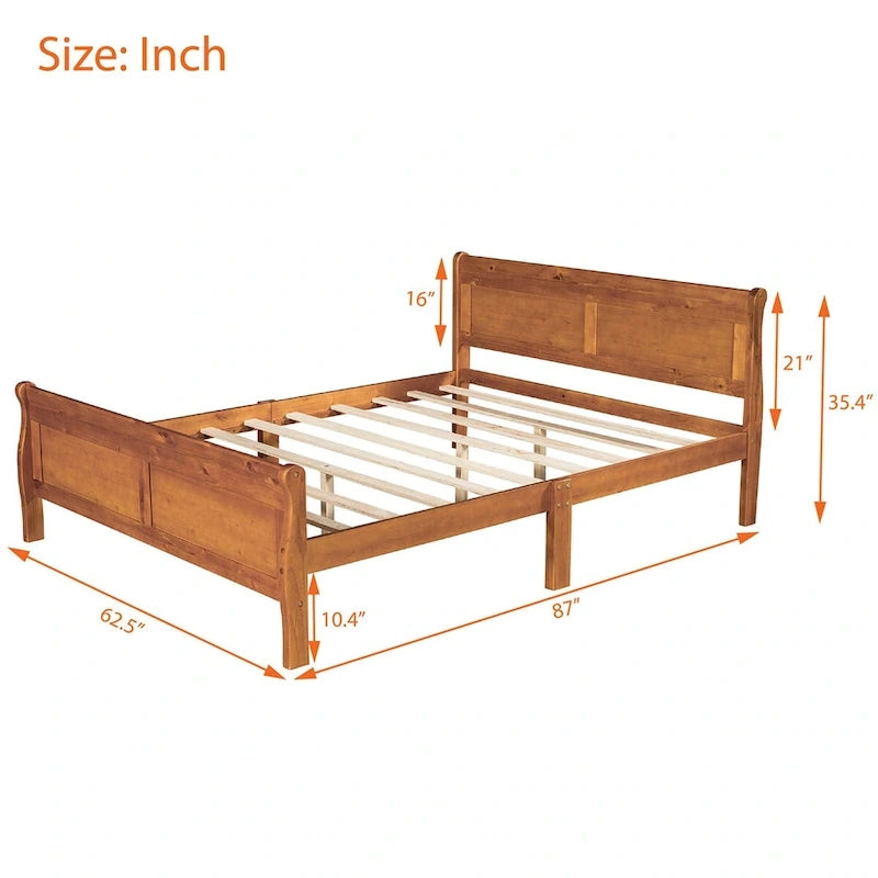 Lit plateforme en bois CUSchoice Queen Size avec tête de lit
