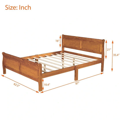 Lit plateforme en bois CUSchoice Queen Size avec tête de lit