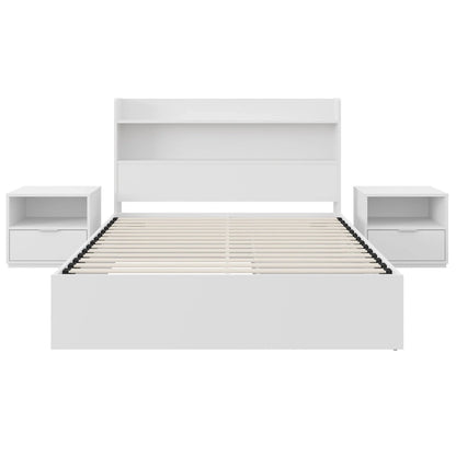 Lit plateforme Hunter avec tête de lit et 2 tables de chevet