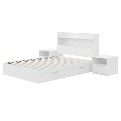 Lit plateforme Hunter avec tête de lit et 2 tables de chevet
