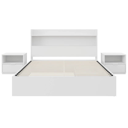 Lit plateforme Hunter avec tête de lit et 2 tables de chevet