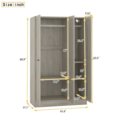 Armoire à trois portes avec étagères
