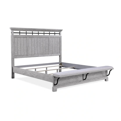 Ensemble de chambre à coucher Debra 6 pièces avec banc et pied de lit gris