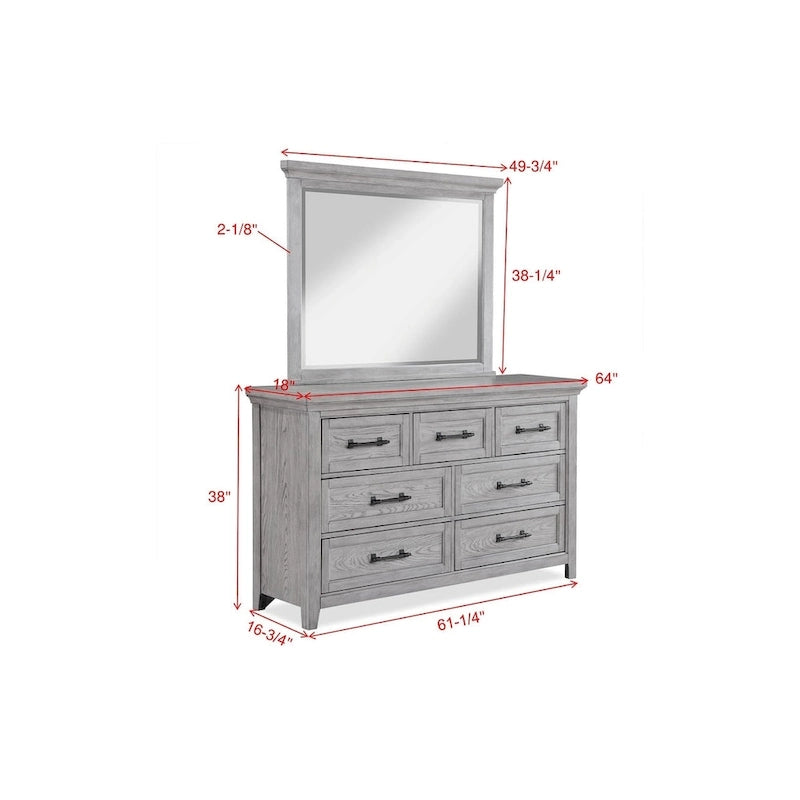 Ensemble de chambre à coucher Debra 6 pièces avec banc et pied de lit gris
