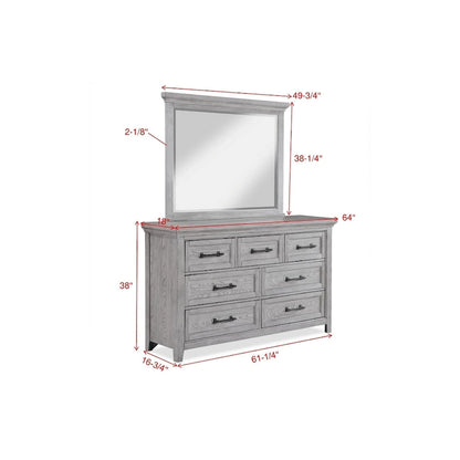 Ensemble de chambre à coucher Debra 6 pièces avec banc et pied de lit gris
