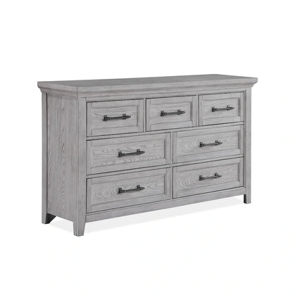 Ensemble de chambre à coucher Debra 6 pièces avec banc et pied de lit gris