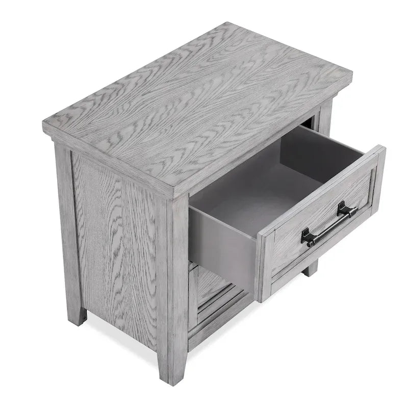 Ensemble de chambre à coucher Debra 6 pièces avec banc et pied de lit gris
