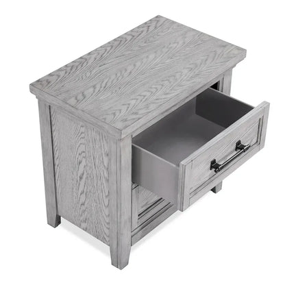 Ensemble de chambre à coucher Debra 6 pièces avec banc et pied de lit gris