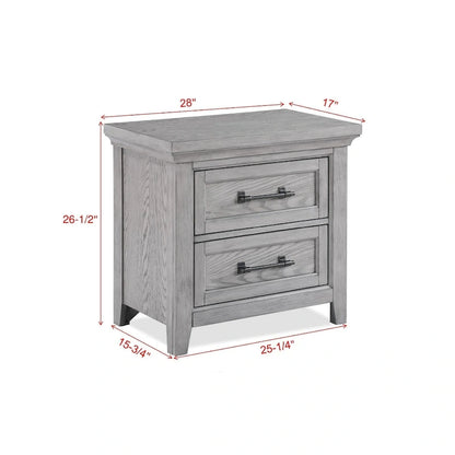 Ensemble de chambre à coucher Debra 6 pièces avec banc et pied de lit gris