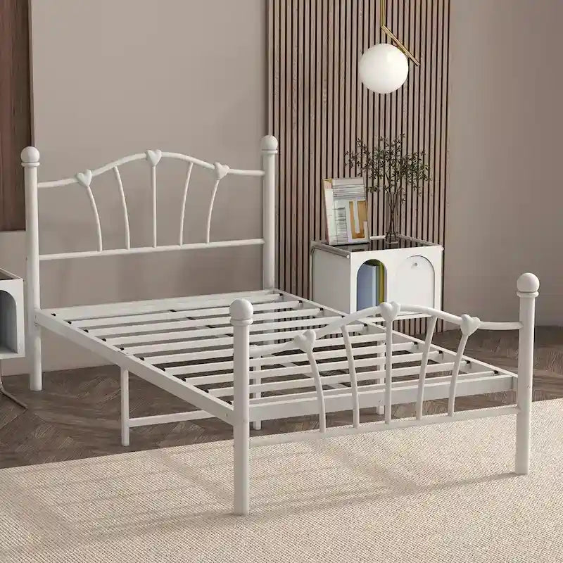 Cadre de lit plateforme pour lit simple avec tête de lit en fer forgé Sweet Heart