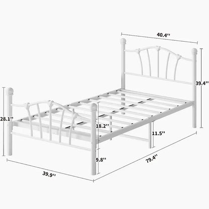 Cadre de lit plateforme pour lit simple avec tête de lit en fer forgé Sweet Heart