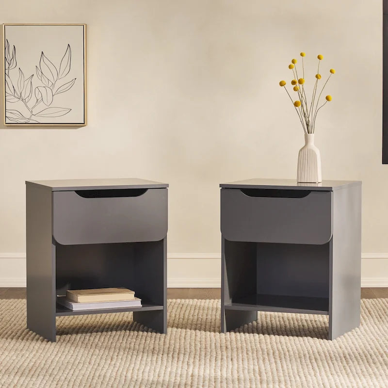 Table de chevet moderne à 1 tiroir avec niche (lot de 2) de Middlebrook Designs