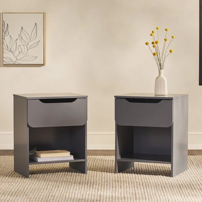 Table de chevet moderne à 1 tiroir avec niche (lot de 2) de Middlebrook Designs
