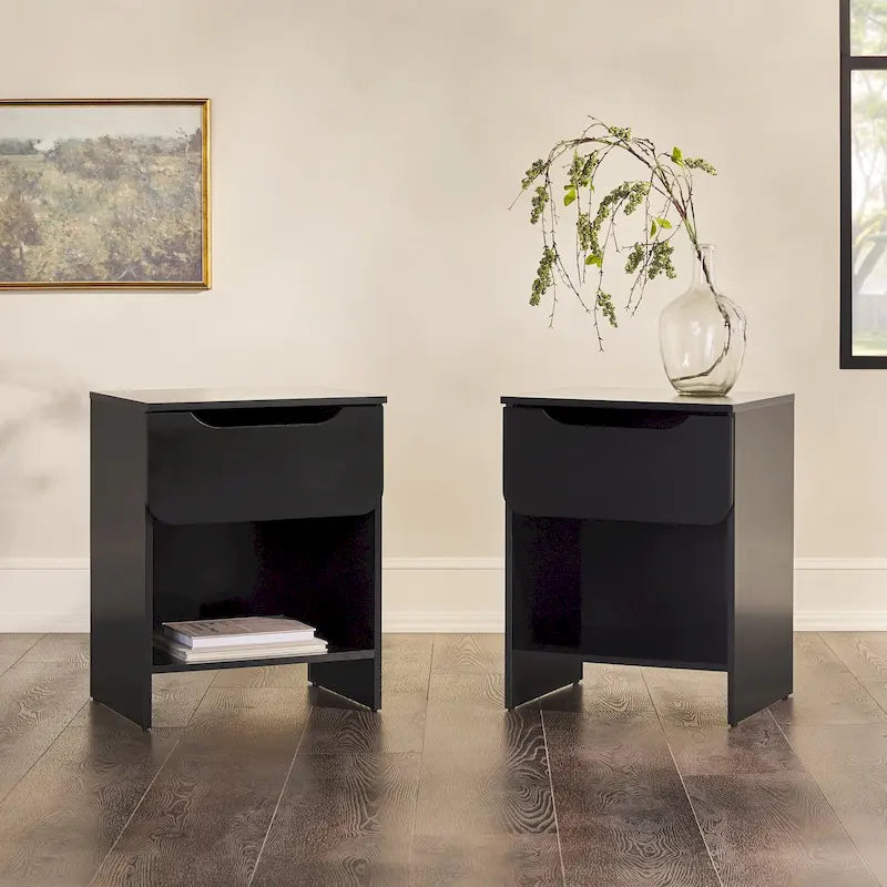 Table de chevet moderne à 1 tiroir avec niche (lot de 2) de Middlebrook Designs