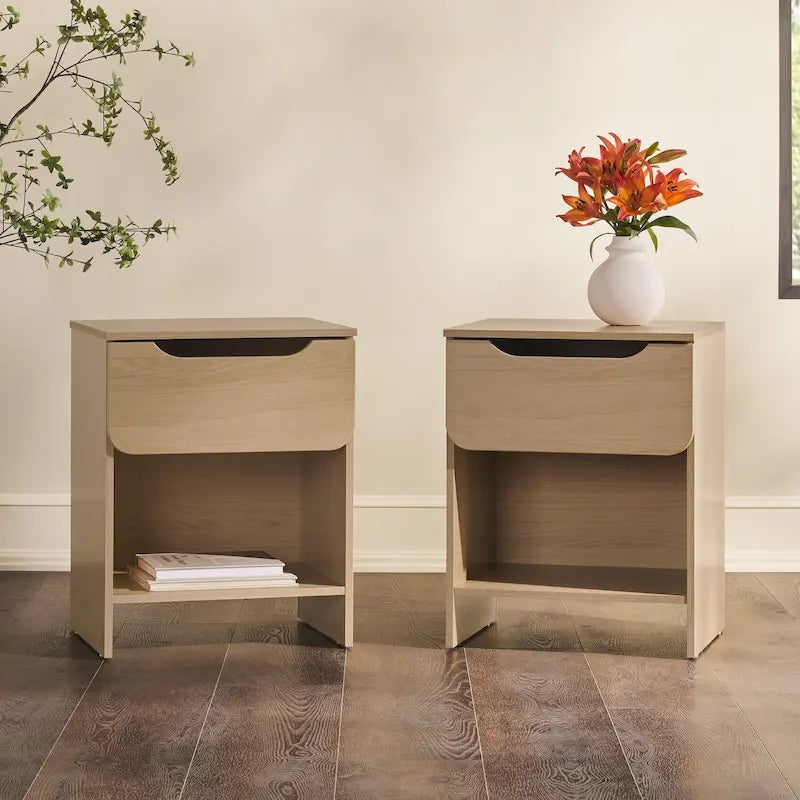 Table de chevet moderne à 1 tiroir avec niche (lot de 2) de Middlebrook Designs