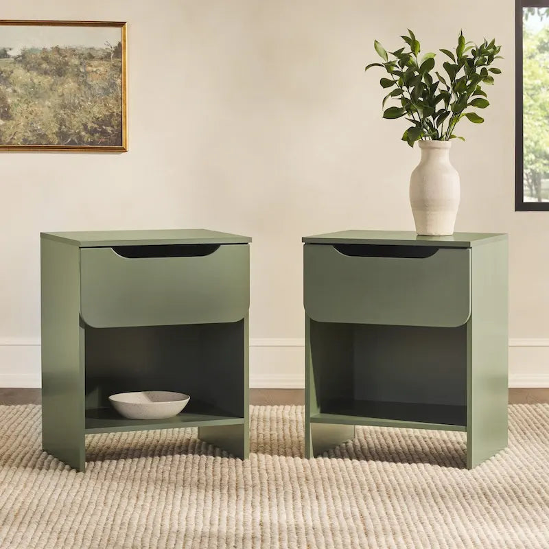 Table de chevet moderne à 1 tiroir avec niche (lot de 2) de Middlebrook Designs