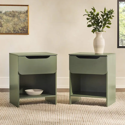 Table de chevet moderne à 1 tiroir avec niche (lot de 2) de Middlebrook Designs