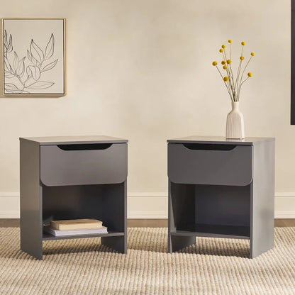 Table de chevet moderne à 1 tiroir avec niche (lot de 2) de Middlebrook Designs