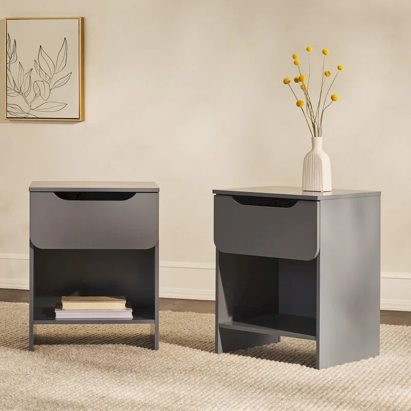 Table de chevet moderne à 1 tiroir avec niche (lot de 2) de Middlebrook Designs
