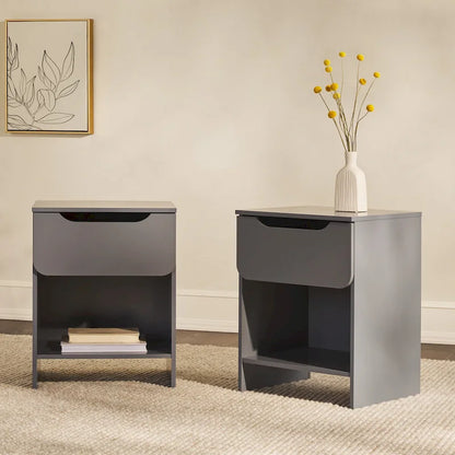 Table de chevet moderne à 1 tiroir avec niche (lot de 2) de Middlebrook Designs