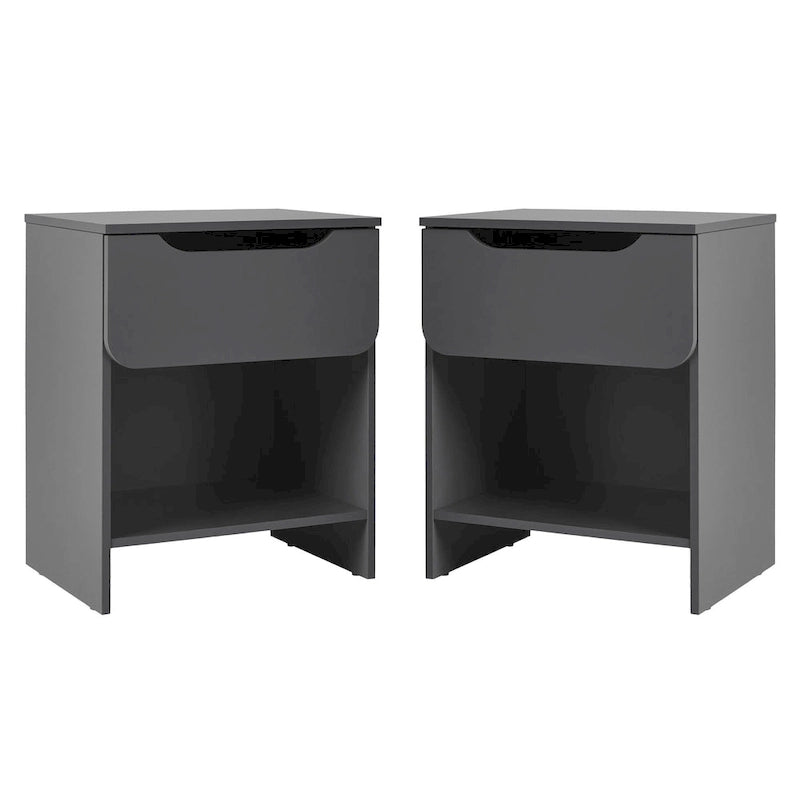 Table de chevet moderne à 1 tiroir avec niche (lot de 2) de Middlebrook Designs