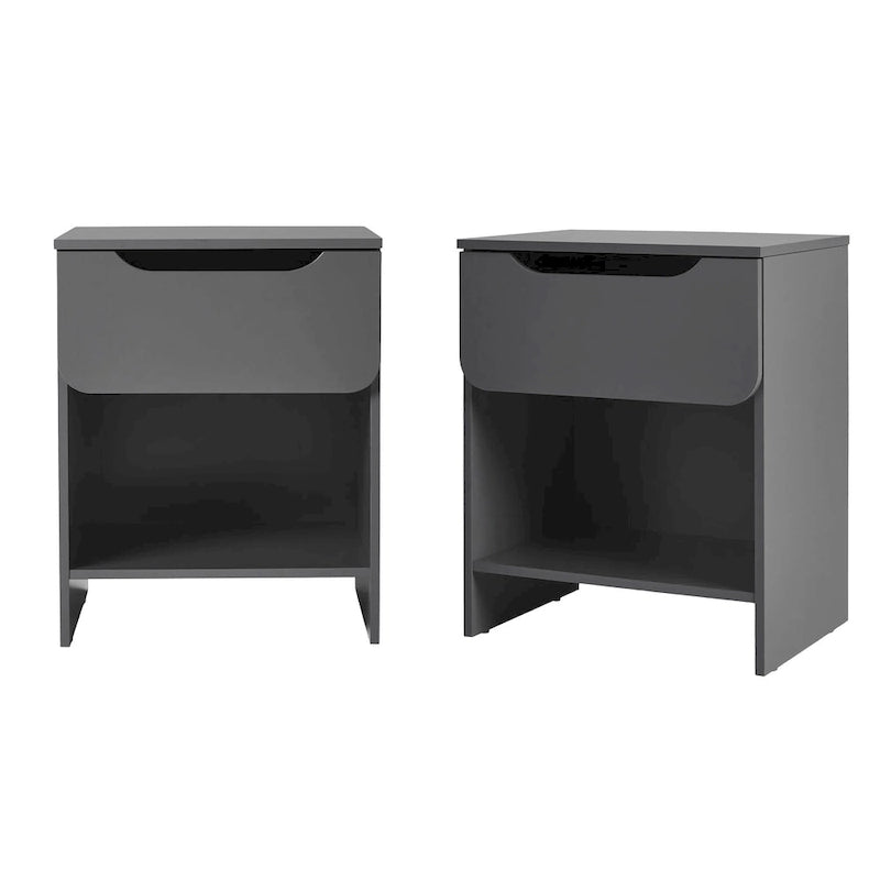 Table de chevet moderne à 1 tiroir avec niche (lot de 2) de Middlebrook Designs