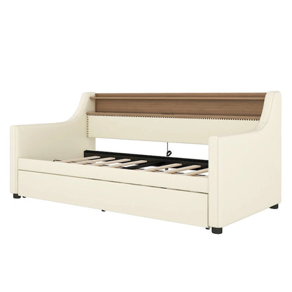 Lit de jour simple en cuir PU avec lit gigogne