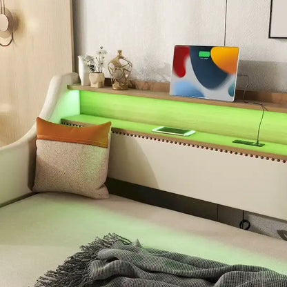 Lit de jour simple en cuir PU avec lit gigogne