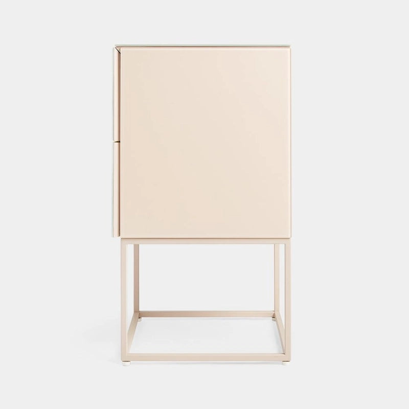 Table de chevet double tiroir en verre trempé et pierre marbrée pour chambre ou salon