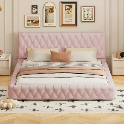 Lit Queen Size capitonné avec tête de lit capitonnée