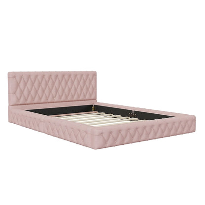 Lit Queen Size capitonné avec tête de lit capitonnée