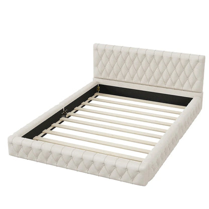 Lit Queen Size capitonné avec tête de lit capitonnée