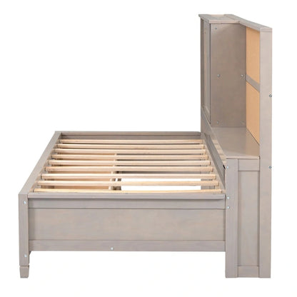 Canapé-lit Nestfair pour une personne avec étagères de rangement, tableau en liège, ports USB et 3 tiroirs