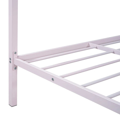 Lit plateforme en métal pleine grandeur avec lit gigogne simple
